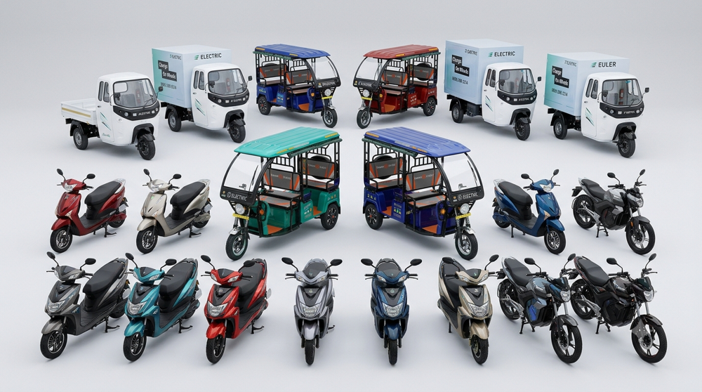 Electric two-, three- and four-wheelers of many brands that EVCare repairs